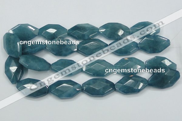 CEQ248 15.5 inches 20*35mm faceted octagonal blue sponge quartz beads