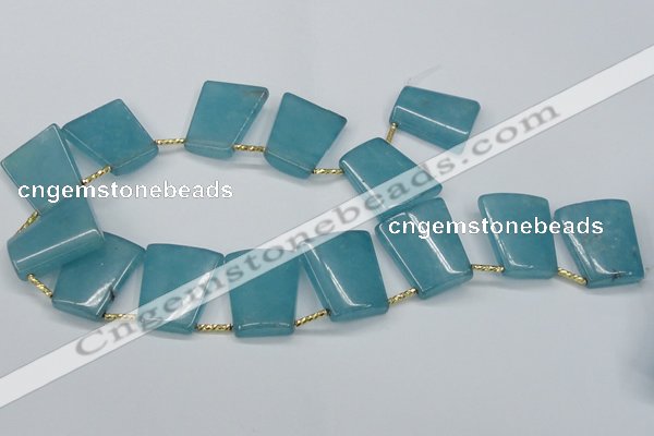 CEQ260 Top drilled 22*28mm trapezoid blue sponge quartz beads