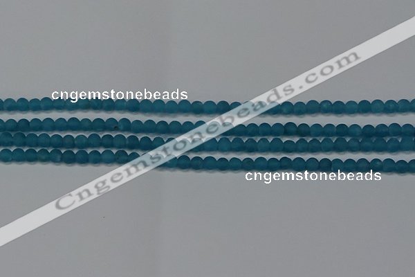 CEQ265 15.5 inches 4mm round matte blue sponge quartz beads