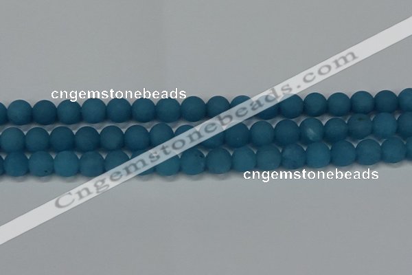 CEQ268 15.5 inches 10mm round matte blue sponge quartz beads