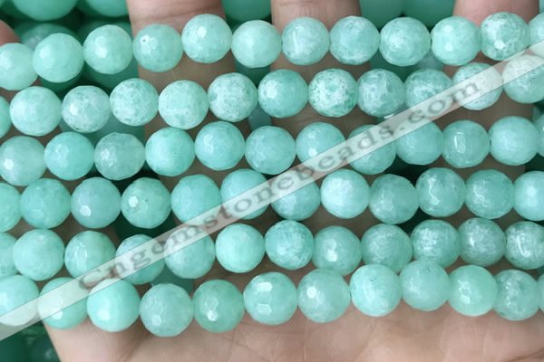 CEQ312 15.5 inches 8mm faceted round green sponge quartz beads