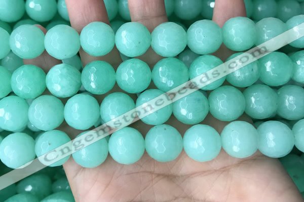 CEQ315 15.5 inches 14mm faceted round green sponge quartz beads