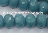 CEQ37 15.5 inches 12*16mm faceted rondelle blue sponge quartz beads