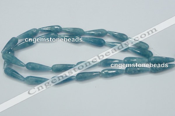 CEQ55 15.5 inches 10*30mm faceted teardrop blue sponge quartz beads