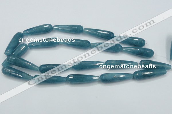 CEQ56 15.5 inches 12*40mm faceted teardrop blue sponge quartz beads