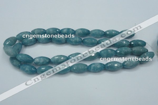 CEQ76 15.5 inches 13*23mm faceted rice blue sponge quartz beads