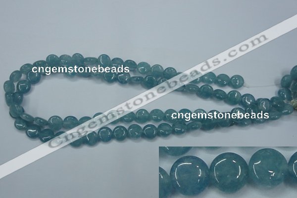 CEQ92 15.5 inches 10mm flat round blue sponge quartz beads