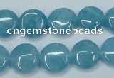 CEQ94 15.5 inches 14mm flat round blue sponge quartz beads