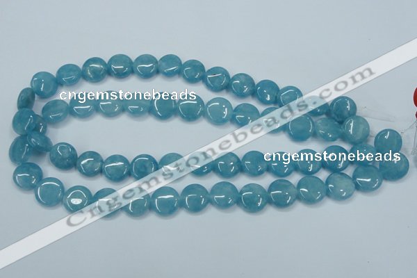 CEQ94 15.5 inches 14mm flat round blue sponge quartz beads