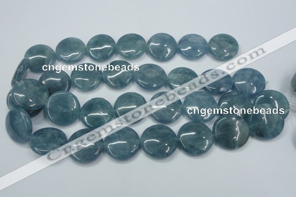 CEQ98 15.5 inches 25mm flat round blue sponge quartz beads