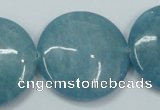 CEQ99 15.5 inches 30mm flat round blue sponge quartz beads