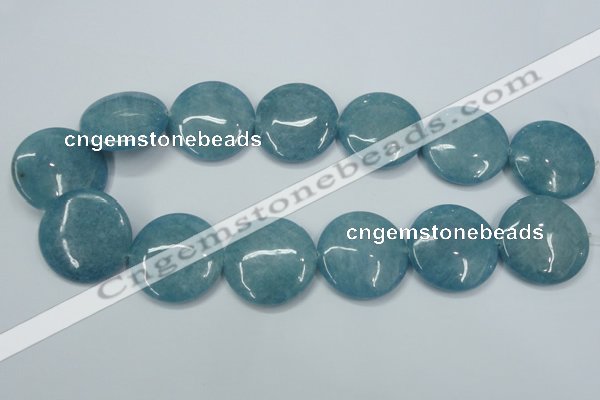 CEQ99 15.5 inches 30mm flat round blue sponge quartz beads