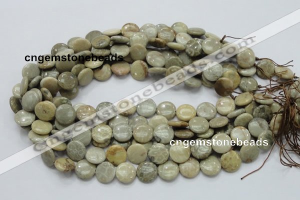 CFA07 15.5 inches 15mm flat round chrysanthemum agate gemstone beads