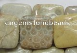 CFA18 15.5 inches 25*25mm square chrysanthemum agate beads