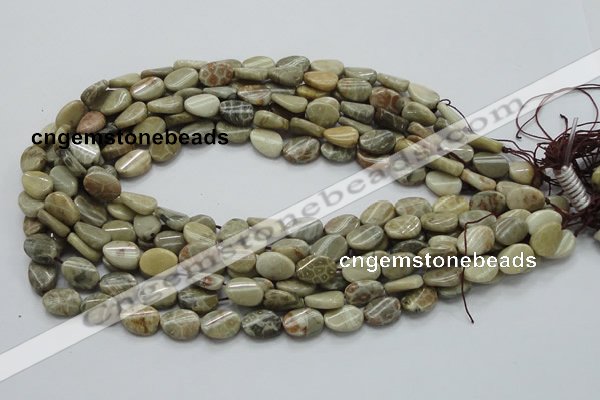 CFA20 15.5 inches 10*15mm twisted oval chrysanthemum agate beads