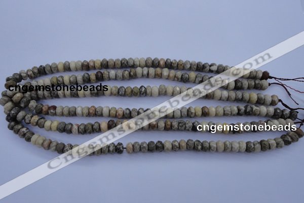 CFA209 15.5 inches 5*8mm faceted rondelle chrysanthemum agate beads