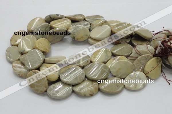 CFA21 15.5 inches 22*30mm twisted oval chrysanthemum agate beads