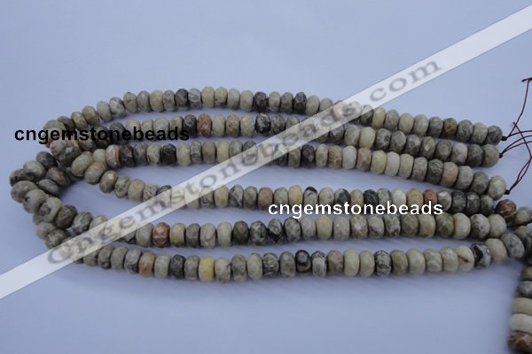 CFA210 15.5 inches 6*10mm faceted rondelle chrysanthemum agate beads