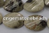 CFA215 15.5 inches 18*25mm twisted oval chrysanthemum agate beads