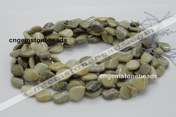 CFA23 15.5 inches 15*20mm twisted teardrop chrysanthemum agate beads