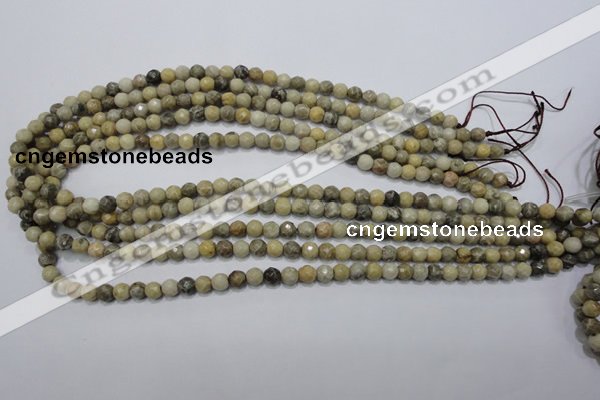 CFA28 15.5 inches 6mm faceted round chrysanthemum agate gemstone beads