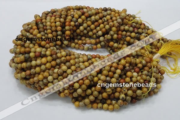 CFA31 15.5 inches 6mm round yellow chrysanthemum agate beads