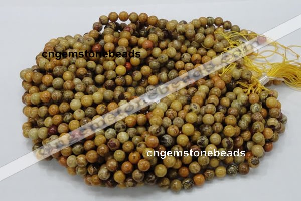 CFA32 15.5 inches 8mm round yellow chrysanthemum agate beads