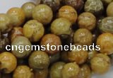 CFA33 15.5 inches 10mm round yellow chrysanthemum agate beads