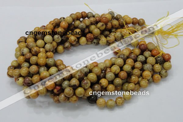 CFA33 15.5 inches 10mm round yellow chrysanthemum agate beads