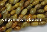 CFA35 15.5 inches 6*10mm rice yellow chrysanthemum agate beads