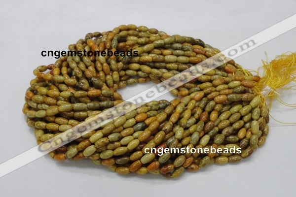 CFA35 15.5 inches 6*10mm rice yellow chrysanthemum agate beads