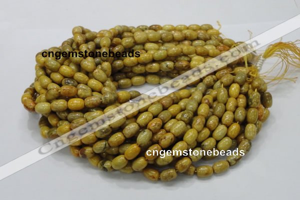 CFA36 15.5 inches 8*12mm rice yellow chrysanthemum agate beads