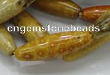 CFA37 15.5 inches 12*40mm rice yellow chrysanthemum agate beads