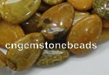 CFA38 15.5 inches 18*25mm flat teardrop yellow chrysanthemum agate beads