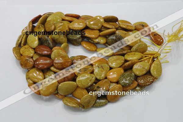 CFA38 15.5 inches 18*25mm flat teardrop yellow chrysanthemum agate beads