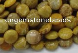 CFA40 15.5 inches 10mm flat round yellow chrysanthemum agate beads