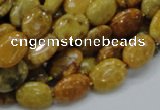 CFA46 15.5 inches 10*14mm oval yellow chrysanthemum agate beads