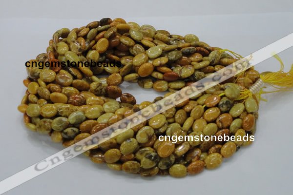 CFA46 15.5 inches 10*14mm oval yellow chrysanthemum agate beads