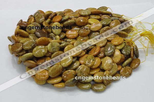 CFA47 15.5 inches 15*20mm oval yellow chrysanthemum agate beads