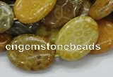 CFA48 15.5 inches 18*25mm oval yellow chrysanthemum agate beads