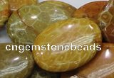 CFA50 15.5 inches 30*40mm oval yellow chrysanthemum agate beads