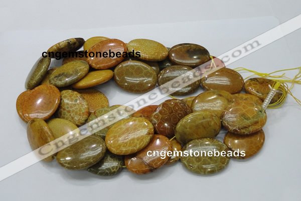 CFA50 15.5 inches 30*40mm oval yellow chrysanthemum agate beads