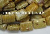 CFA52 15.5 inches 10*14mm rectangle yellow chrysanthemum agate beads