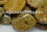 CFA58 22*30mm twisted & flat teardrop yellow chrysanthemum agate beads