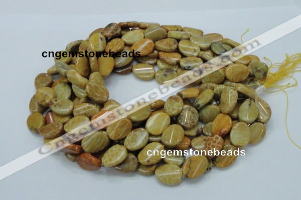 CFA59 15.5 inches 15*20mm twisted oval yellow chrysanthemum agate beads