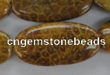 CFA61 15.5 inches 20*40mm oval yellow chrysanthemum agate beads