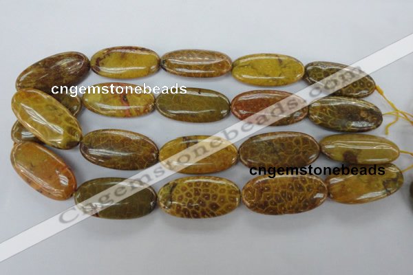 CFA61 15.5 inches 20*40mm oval yellow chrysanthemum agate beads