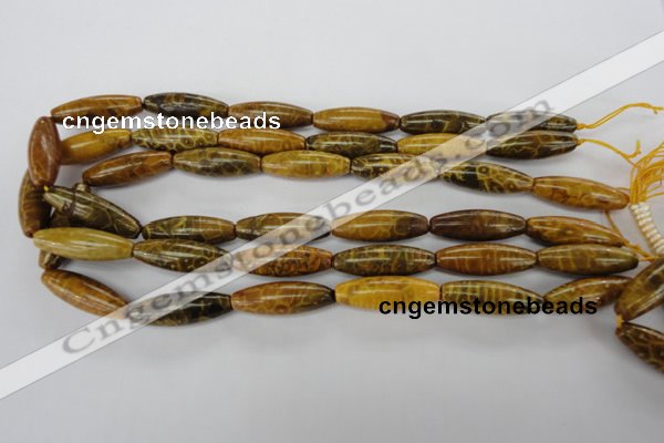 CFA62 15.5 inches 10*30mm rice yellow chrysanthemum agate beads