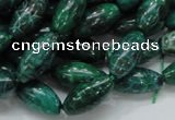 CFA69 15.5 inches 8*17mm rice green chrysanthemum agate beads