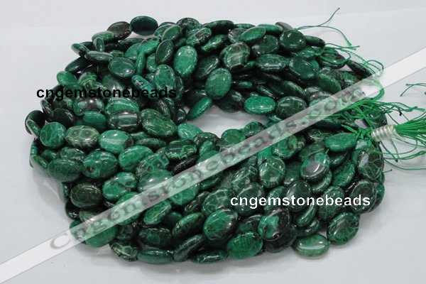 CFA71 15.5 inches 12*18mm oval green chrysanthemum agate beads